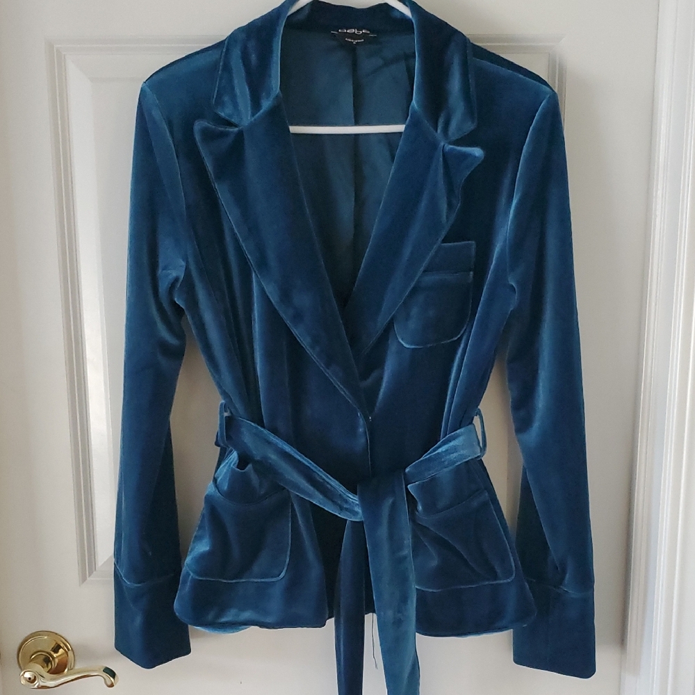 bebe Blue Opal Velvet Women's Blazer/Jacket Size M